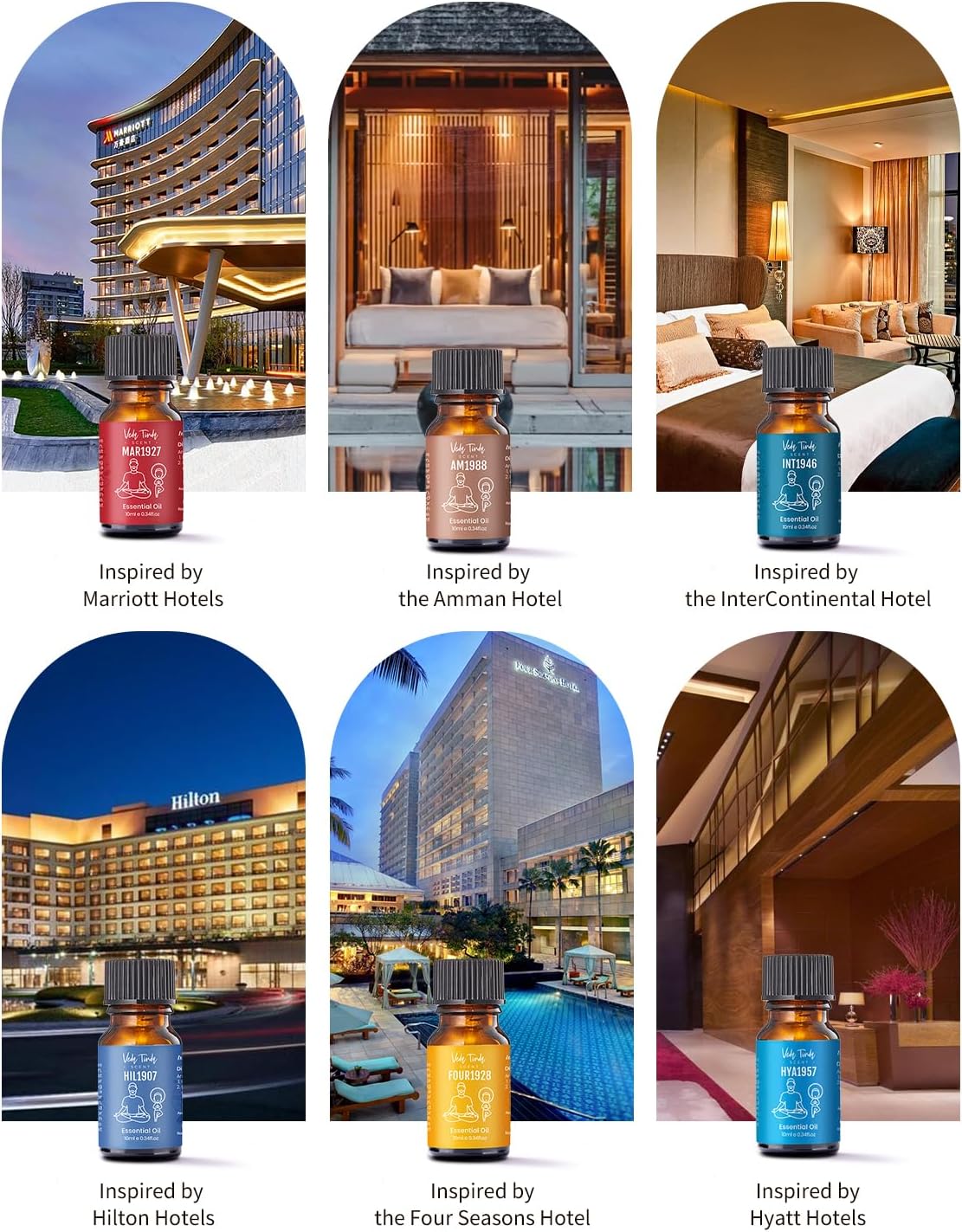 Hotel Scent Diffuser Oil Set, Luxury Hotel Fragrance Oils Collection, VEDA TINDA SCENT Waterless Diffuser Refills, Premium Aromatherapy Essential Oil Air Freshener for Home