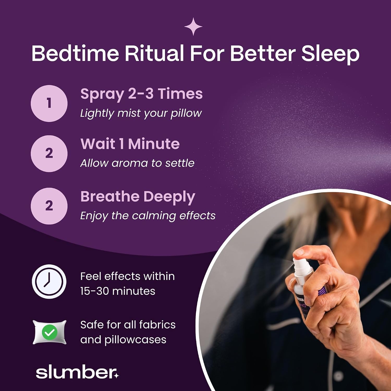 Slumber Dream Sleep Pillow Spray with Pure Essential Oils of Lavender, Chamomile, and Vetiver, Spa Aromatherapy Mist for Luxury Bedtime Relaxation Routine, Plant Based Natural Spray, 30 ML