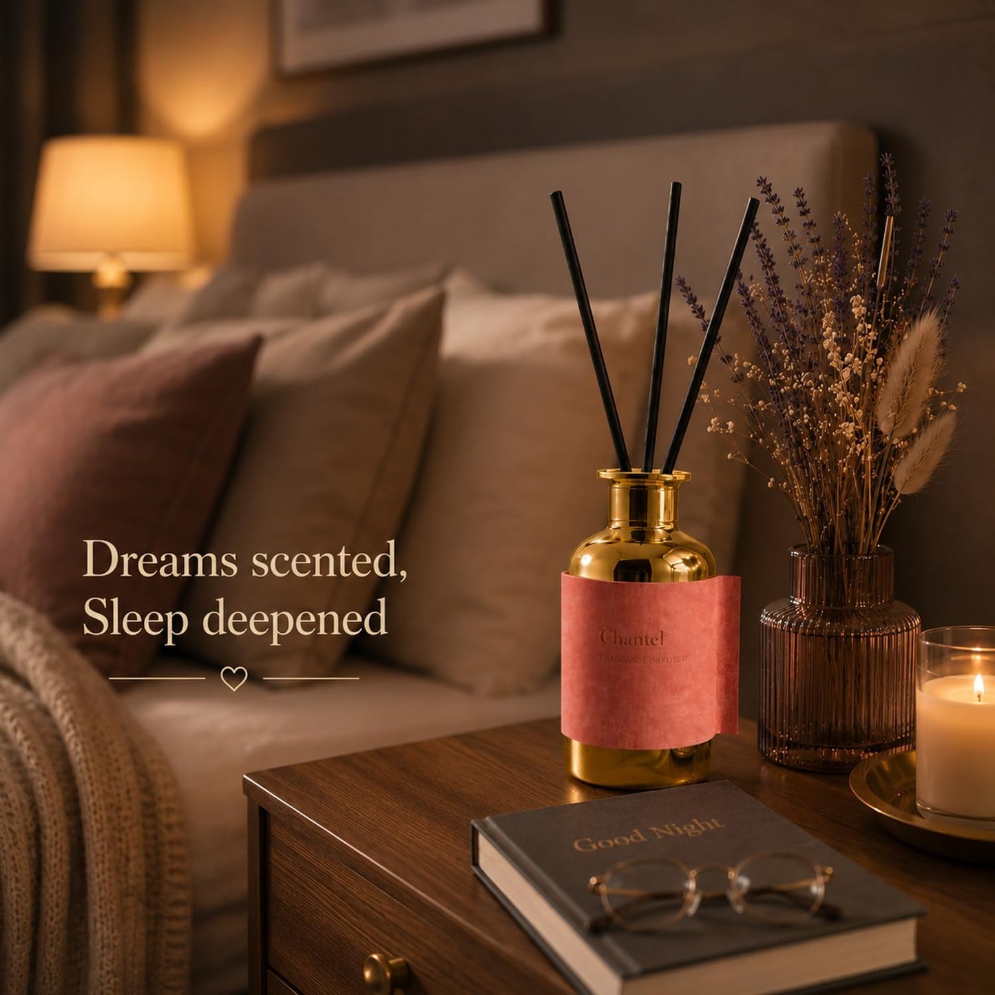 Reed Diffuser Set/Chantel / 2.7oz / Scented Diffuser with Reed Sticks, Long Lasting Home Fragrance for Room Diffuser, Bathroom Shelf Decor