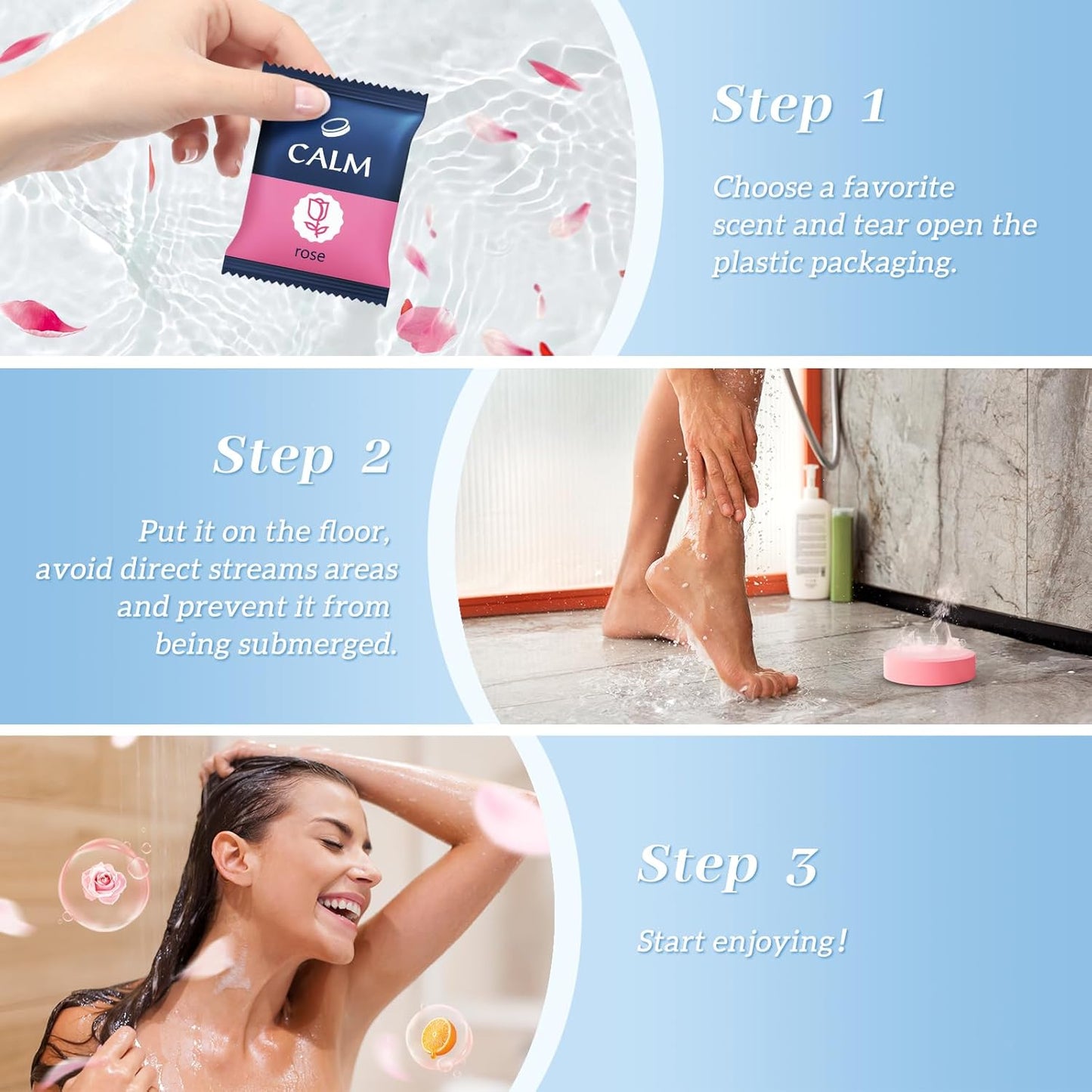 TranquilBliss Shower Steamers 6 Count, Scented Shower Bombs with Organic & Natural Fragrance, Self-Care & Relaxation Birthday Gifts for Women Who Have Everything - Valentine's Day Presents
