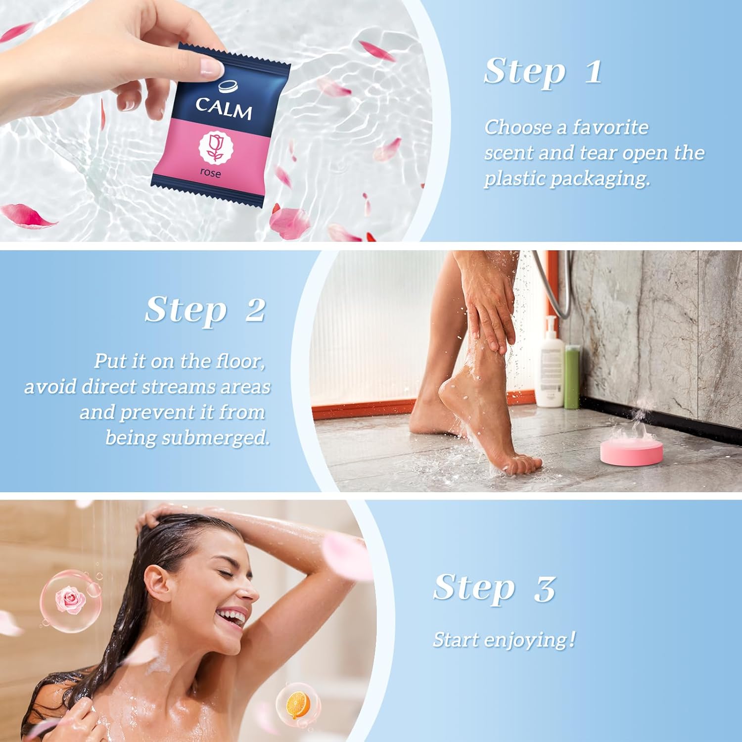 TranquilBliss Shower Steamers 6 Count, Scented Shower Bombs with Organic & Natural Fragrance, Self-Care & Relaxation Birthday Gifts for Women Who Have Everything - Valentine's Day Presents