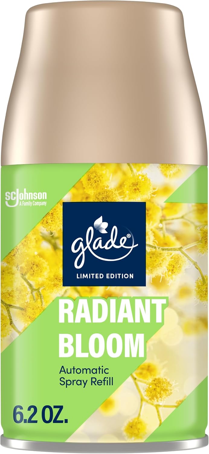 Glade Automatic Spray Refill, Radiant Bloom, Scented Air Freshener for Home and Bathroom, 6.2 Oz