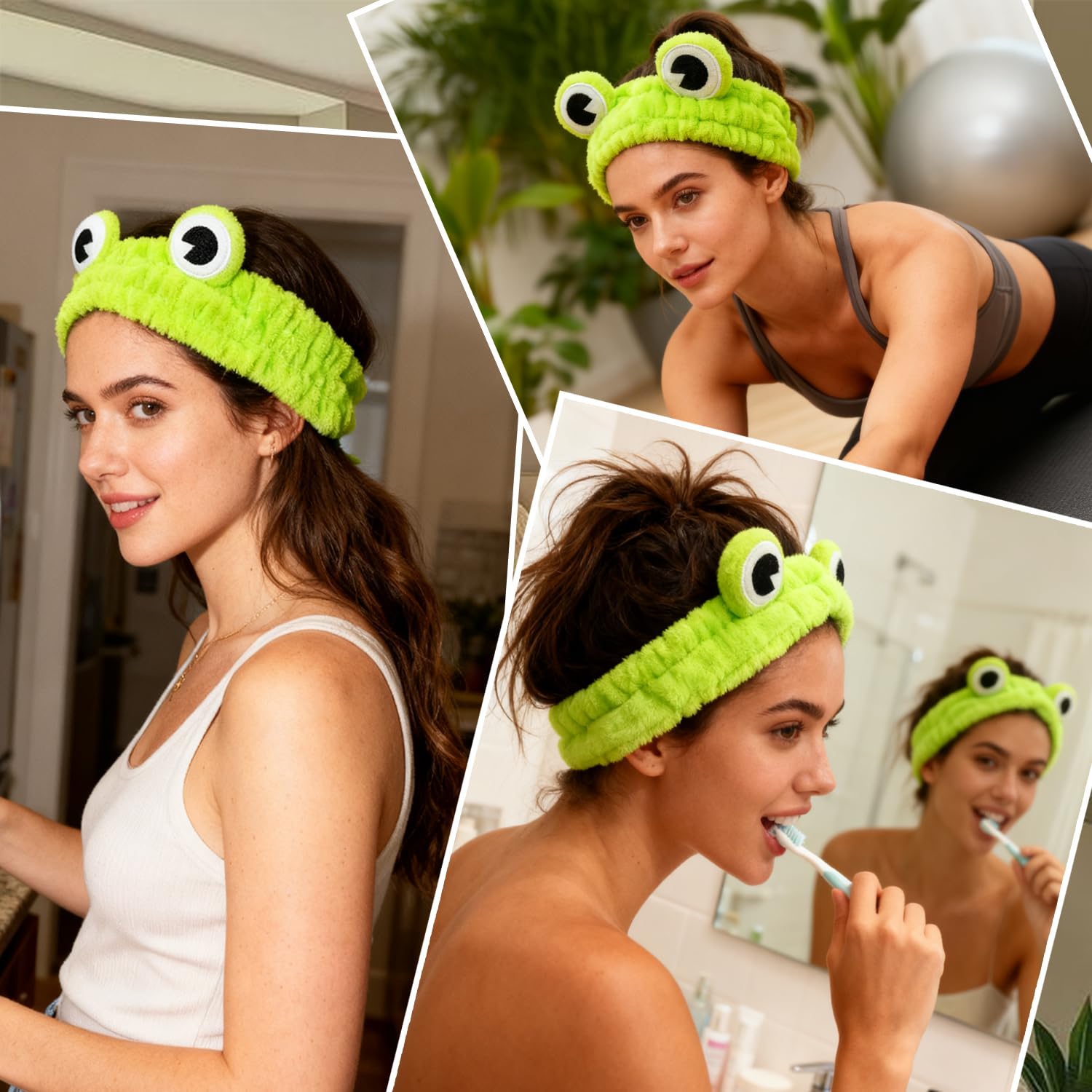 3pcs Spa Headband Cute Hair Band for Washing Face Women Microfiber Makeup Headbands with Snails Frog Crab Designs Coral Fleece Face Wash Facial Head Wraps Hair Lace for Cosmetic Shower
