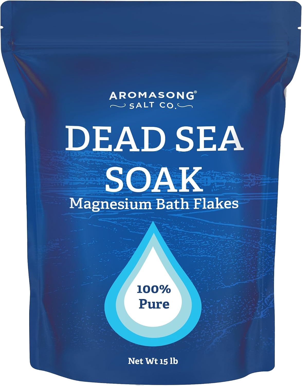 Aromasong Magnesium Flakes, 15lb – Dead Sea Bath & Foot Soak – Superior Alternative to Epsom Salt with 27,360 Mg of Magnesium Per Bath, Bulk Pack