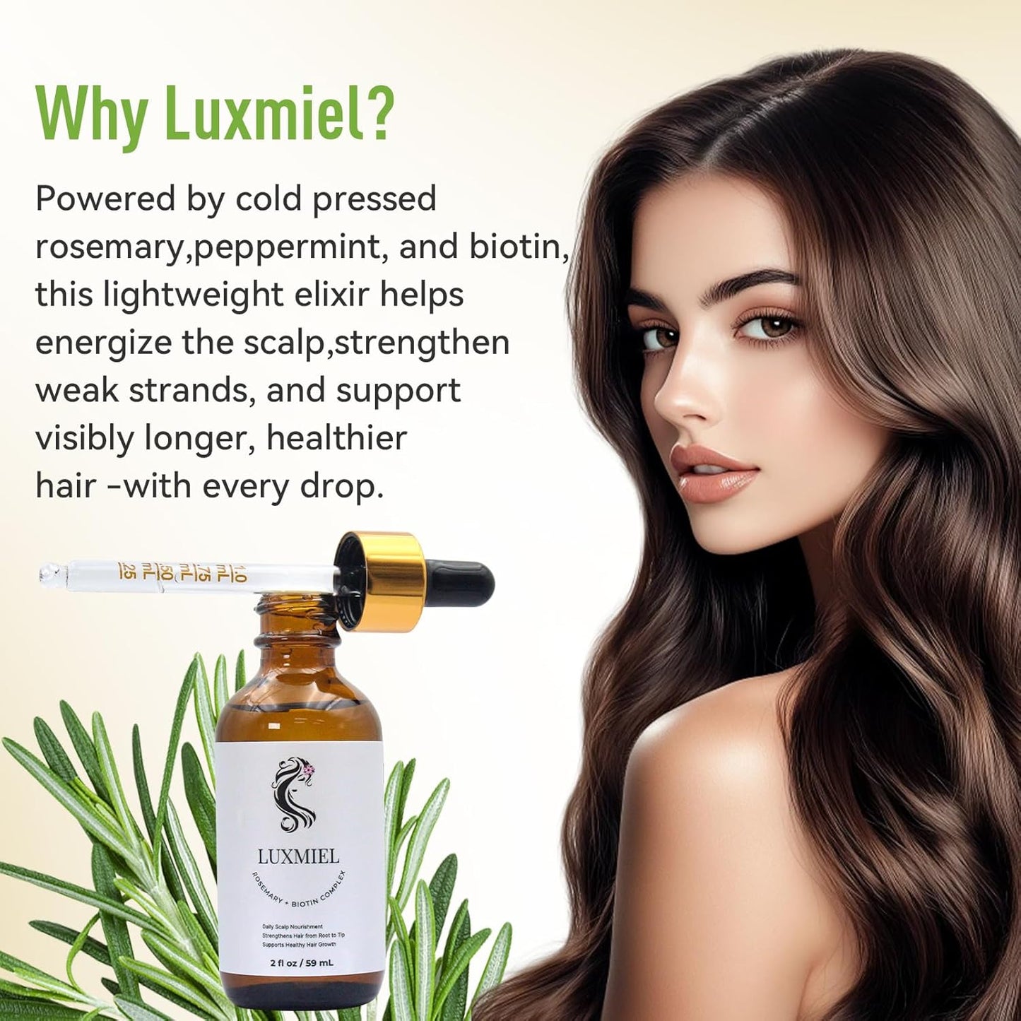 Rosemary Oil for Hair Growth Organic, 100% Pure Organic Rosemary Mint Scalp & Hair Strengthening Oil for Eyebrow and Eyelash 60ml - 2 Oz