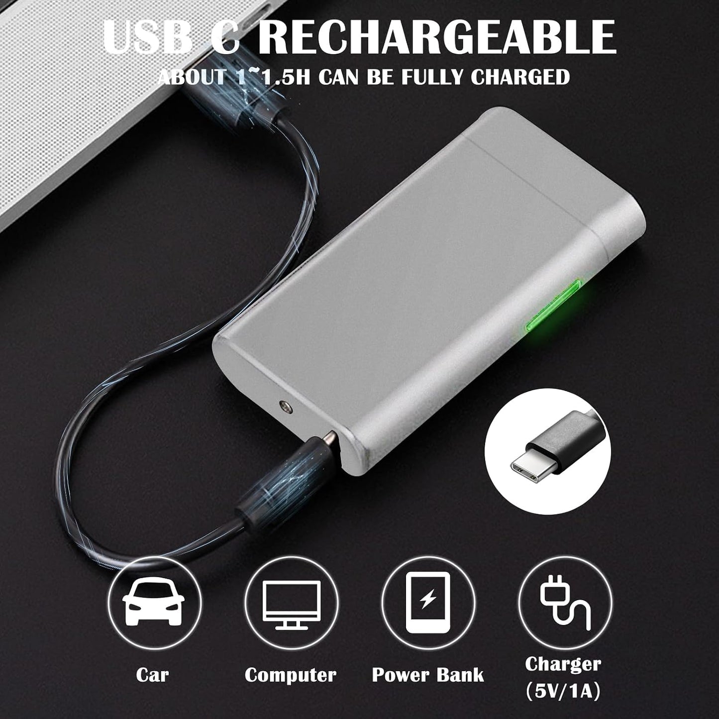 Electric Arc Lighter Rechargeable USB C Lighter Electric Plasma Lighters Windproof Fancy Cool Lighters with Upgrade Battery Safety Switch for Candles, Fireworks, Incense (Matte Silver)