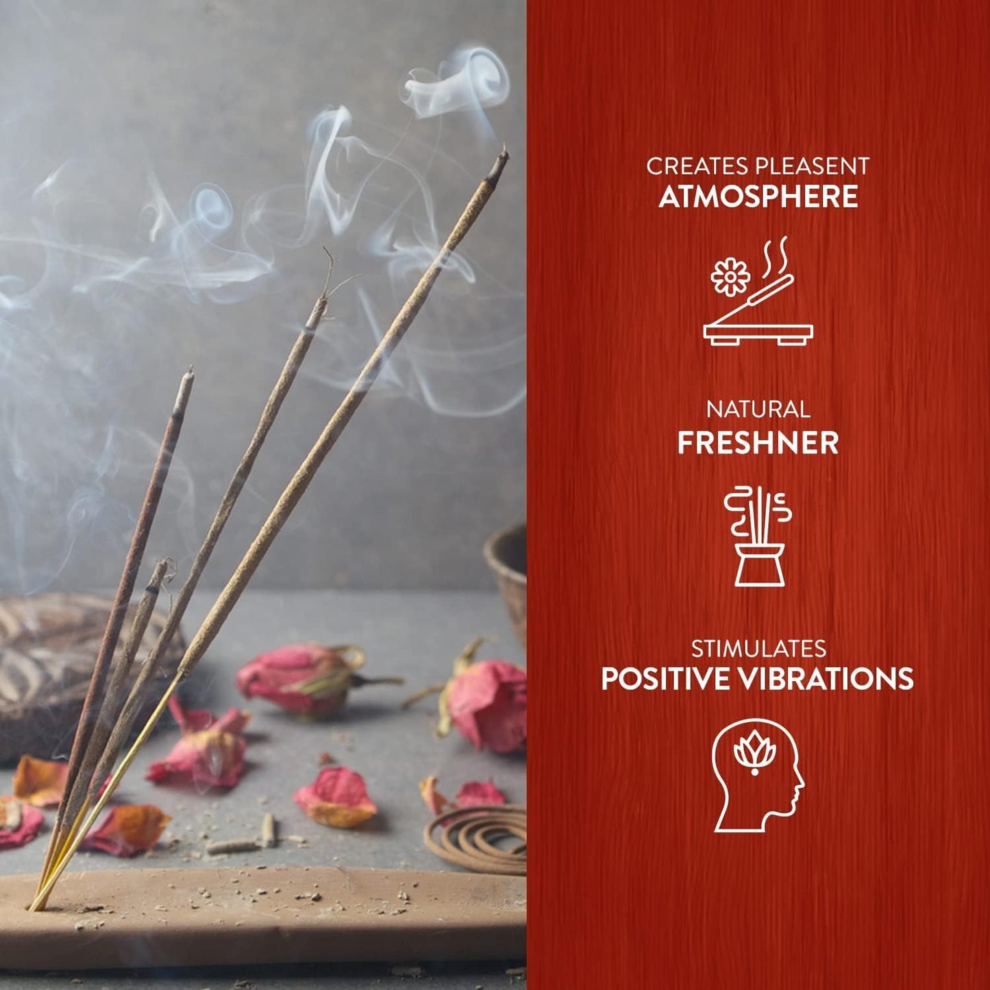 HEM Red Rose Premium Incense Sticks – (120 Sticks, 6 Boxes Inside) - 9 Inches Long,Dispel Negativity, Induce Relaxing Sleep, Spiritual Strength, Aromatherapy, and Strengthen Meditation Practices.