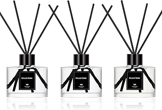 Reed Diffuser Set of 3 for Bathroom Air Fresheners, Oil Diffuser Sticks | Fresh Linen, Ocean, Eucalyptus & Mint Scent(1.7 fl oz Each Pack) Fragrance with 12 Sticks Defusers | Shelf Decor