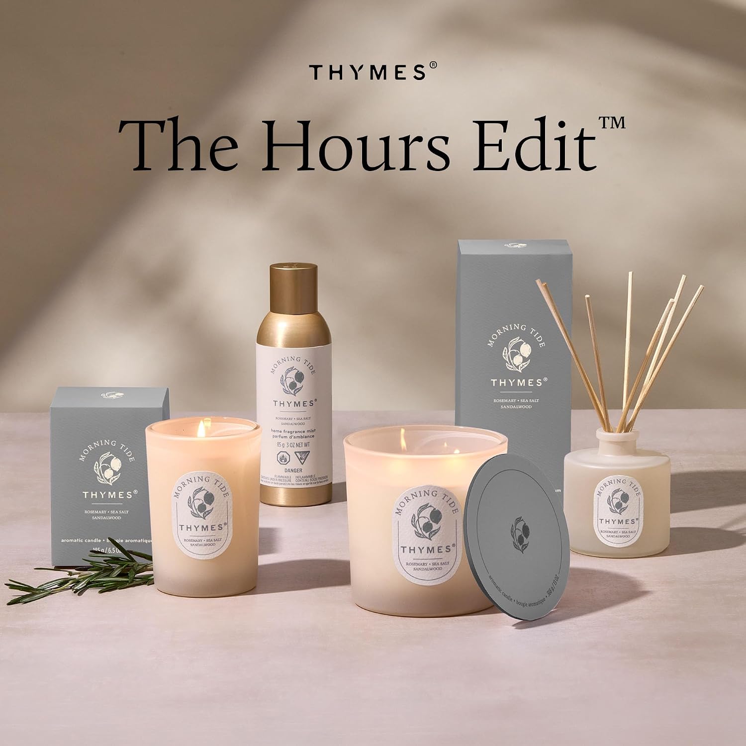 Thymes Home Fragrance Mist – Room Air Fresheners for Home Long Lasting – Air Freshener Spray – Scented Room Spray with Notes of Lemon, Rosemary, Sea Salt & Sandalwood (Morning Tide, 3 oz)