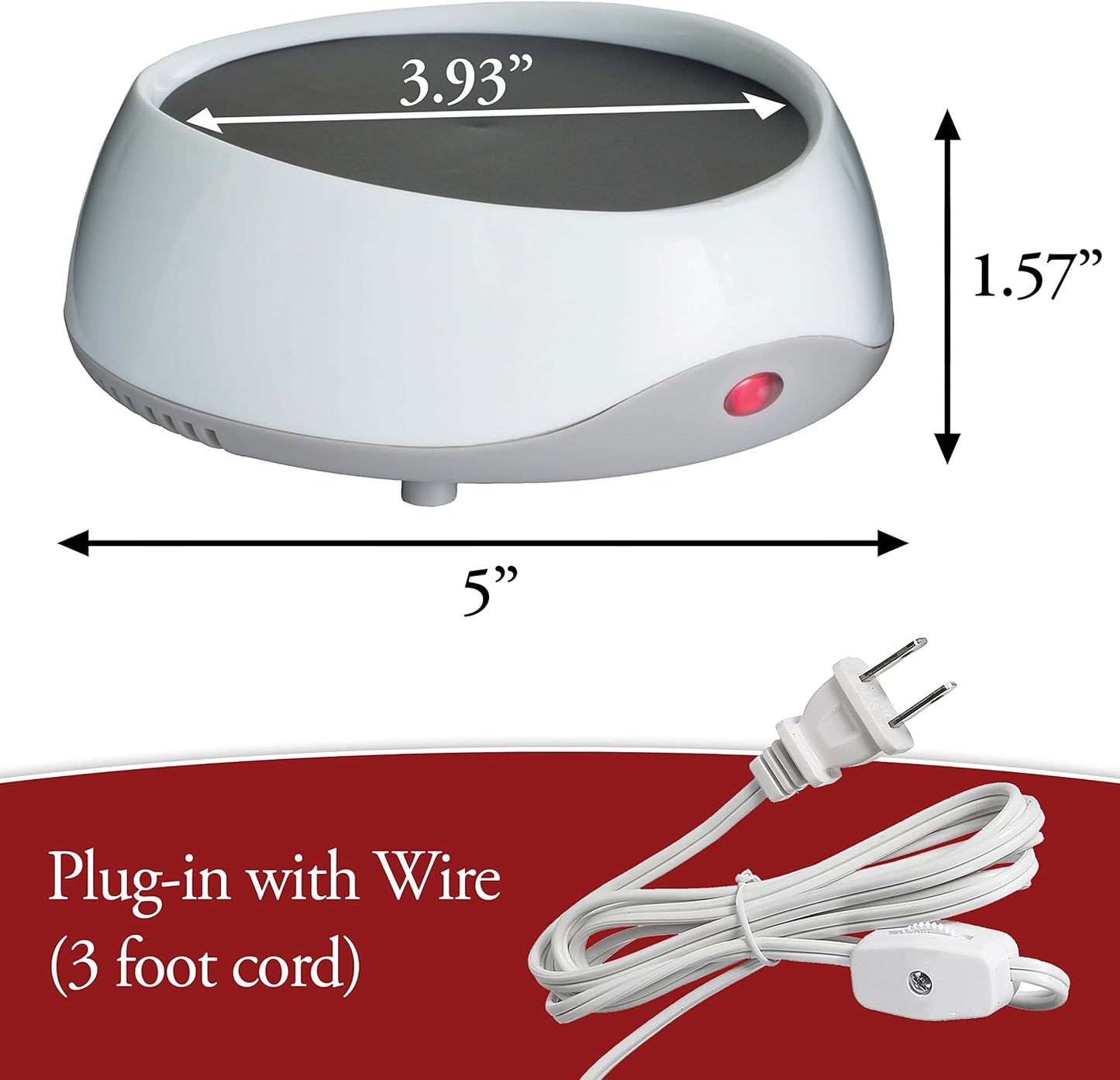 CANDLE WARMERS ETC. Auto Shutoff Candle Warmer Plate (White, Plug-in) – Modern Candle Wax Warmer with 8-Hour Timer