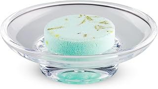 NiHome Glass Shower Steamers Holder, Transparent Aromatherapy Tray Keeps Steamer in Place, Prevents Drain Clogs & Slipping, Safe & Clean Shower Accessory, Compact & Functional Minimalist Design