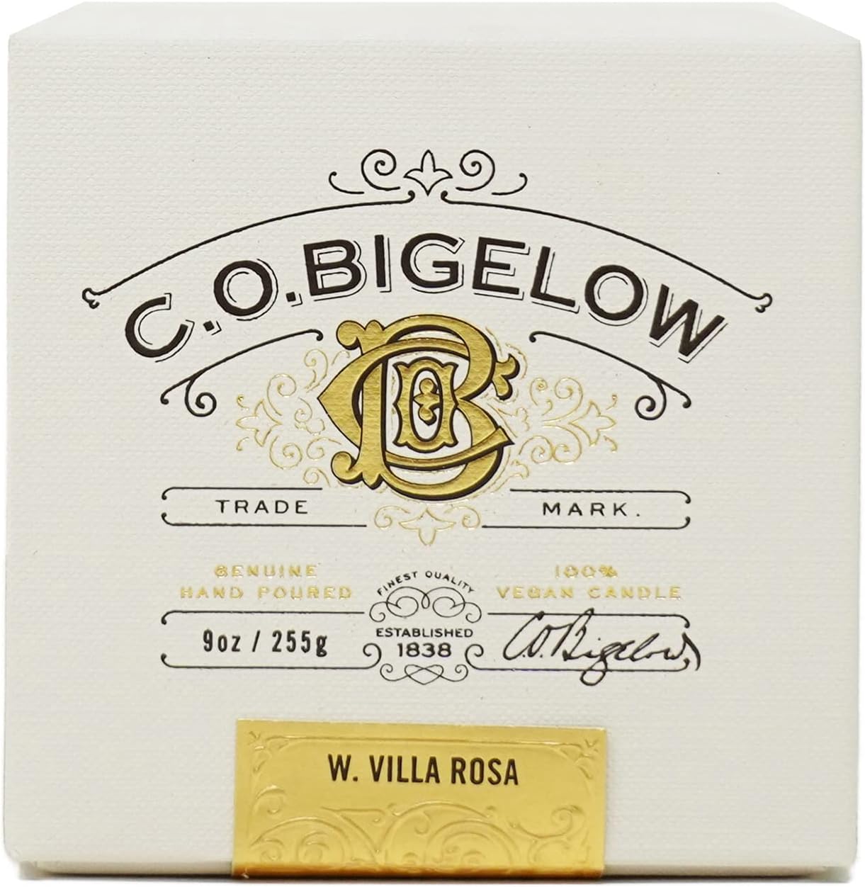 C.O. Bigelow West Village Rose Scented Candle, Premium Soy Wax Candle, 60 Hour Burn Time, Hand Poured Non Toxic Candles with Environmentally Friendly Cotton Wick, 9oz