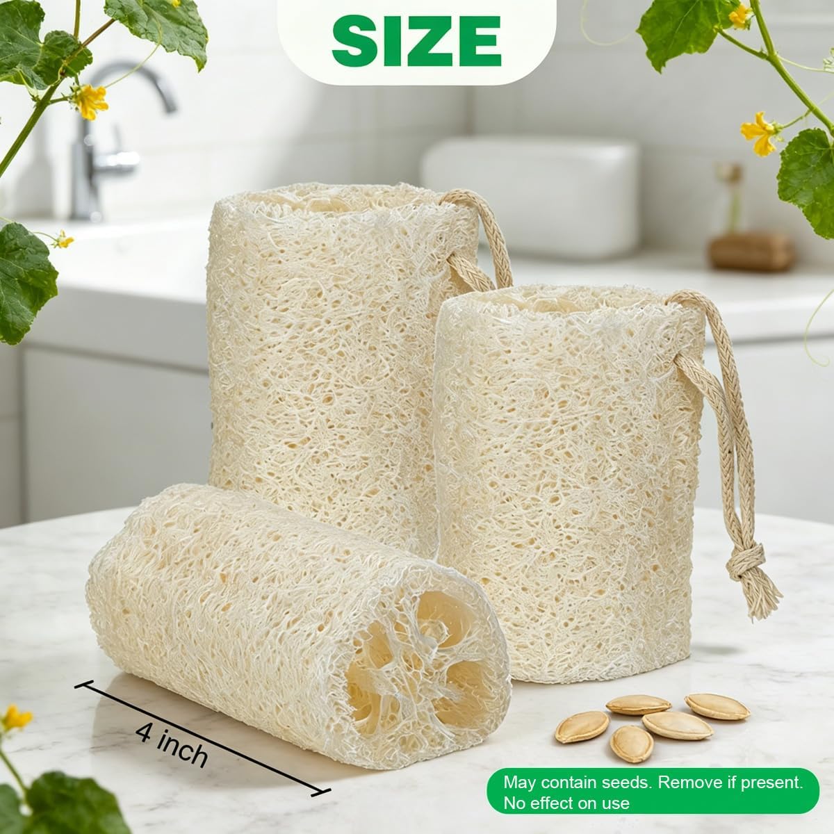 pisdoplop Natural Loofah Exfoliating Body Sponge Scrubber, 4 inch-Long Organic Loofa Luffa Plant-Based for Men & Women Skin Care Bath Shower Cleaning, Natural Sponges for Dishes