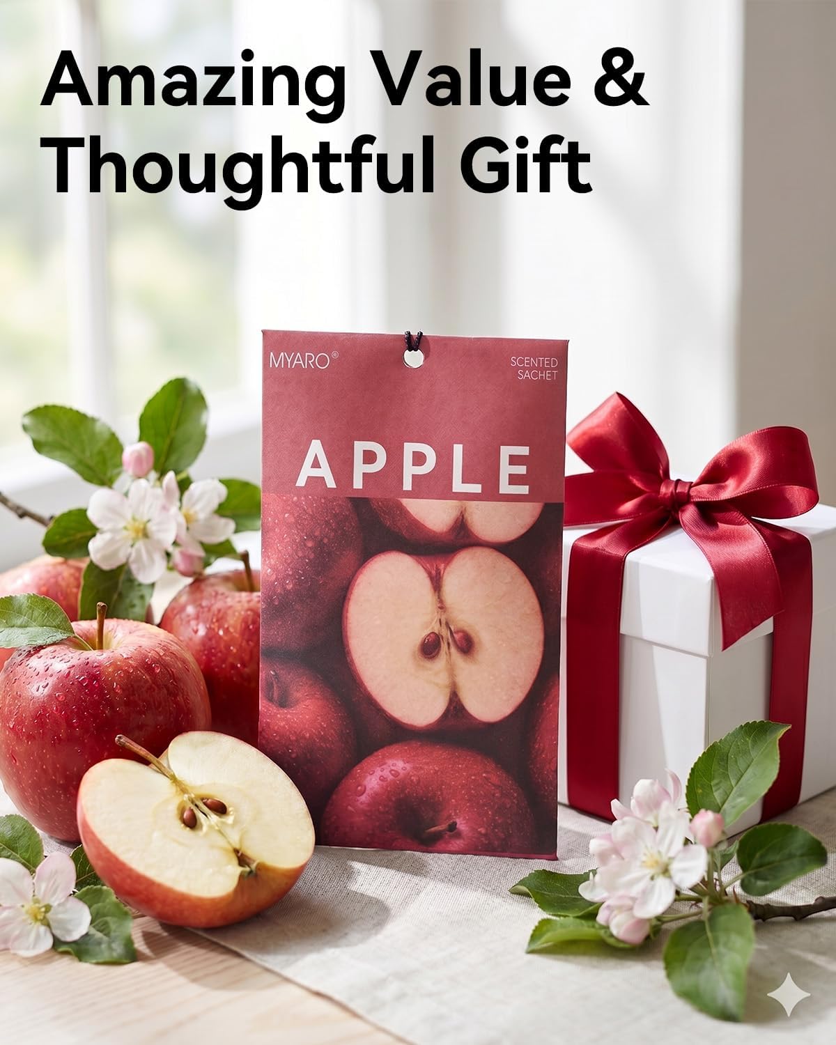 MYARO Red Apple Scented Sachets Air Freshener: Sweet Fruity Fragrance Hanging Bag for Home, Bedroom, Closet, Lingerie Drawer, Car, Apartment Dorm – Aroma Gift for Women & Teen Girls,20 Packs