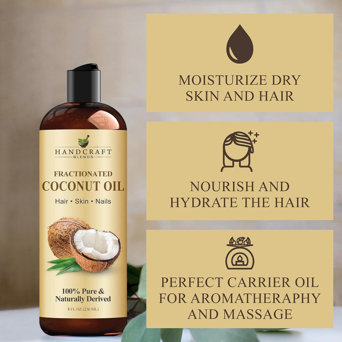 Handcraft Blends Fractionated Coconut Oil - 8 Fl Oz