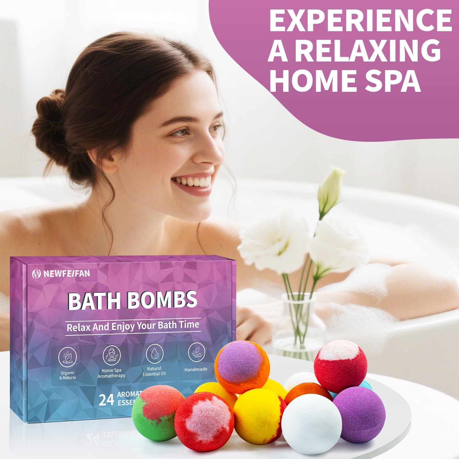 Bath Bombs for Women & Men Gift Set - 24 Pack | Handmade Natural Organic Essential Oil, Shea & Coco Butter Dry Skin Moisturize, SPA Relaxing Birthday Gifts for Wife, Her