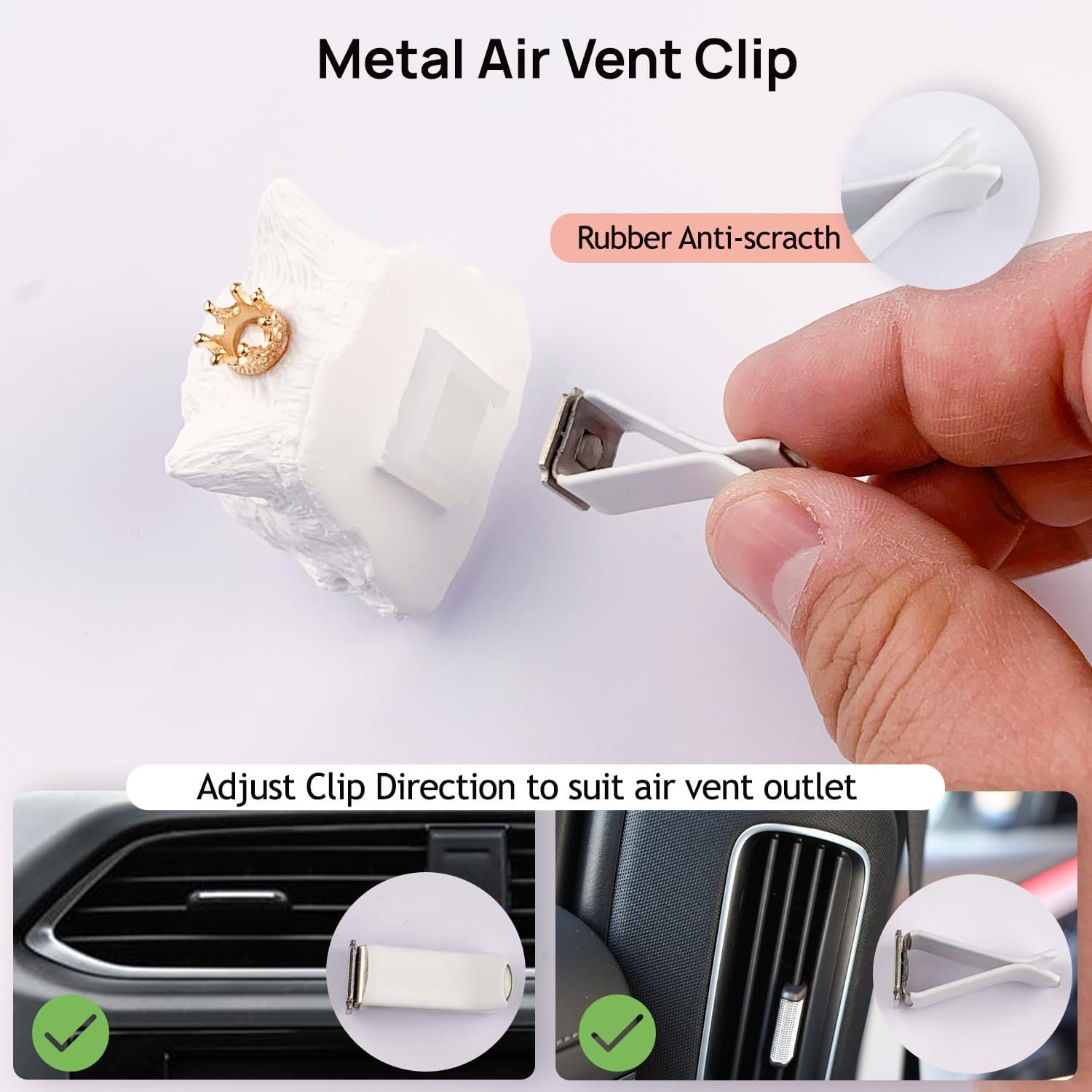 Car essential oil diffuser with vent clip cute kitty gypsum figurine car diffuser car decor air vent clips for women men (Sky blue eyes, one size)