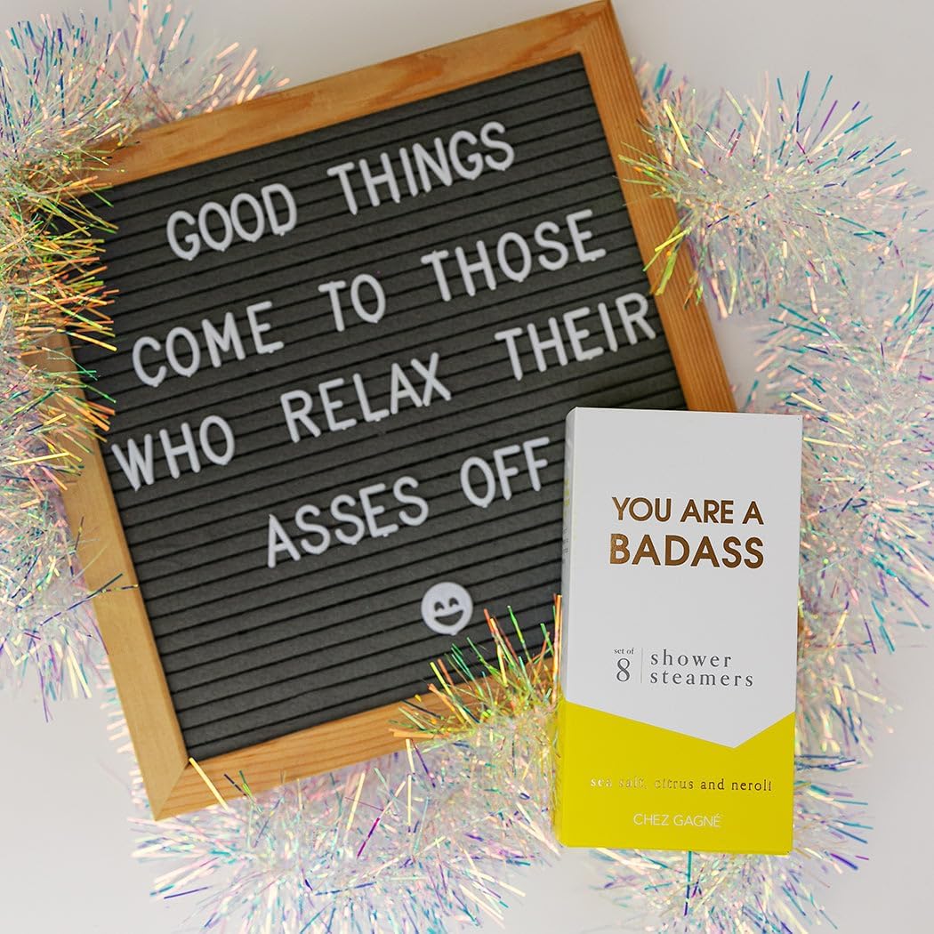 Aromatherapy Shower Steamers - You are A Badass - Sea Salt Citrus + Neroli, Set of 8 - Vegan, Cruelty-Free, Made in USA - Paraben, Sulfate & Phthalate-Free - Graduation Gift, Congrats Celebration Gift
