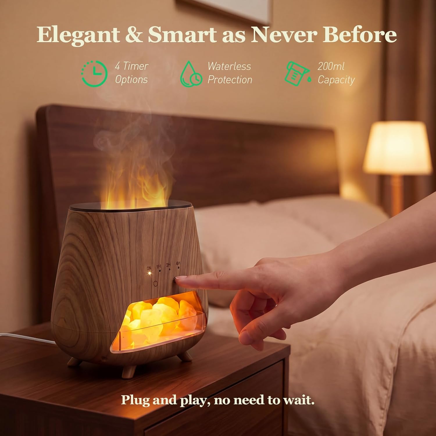 Essential Oil Diffuser for Home, 𝟒-𝐢𝐧-𝟏 Aromatherapy Diffuser & 𝐇𝐢𝐦𝐚𝐥𝐚𝐲𝐚𝐧 𝐒𝐚𝐥𝐭 Lamp, 200ml Cool Mist Humidifier, 𝟗-𝐂𝐨𝐥𝐨𝐫 𝐋𝐄𝐃, Auto Off, Bedroom Office Yoga