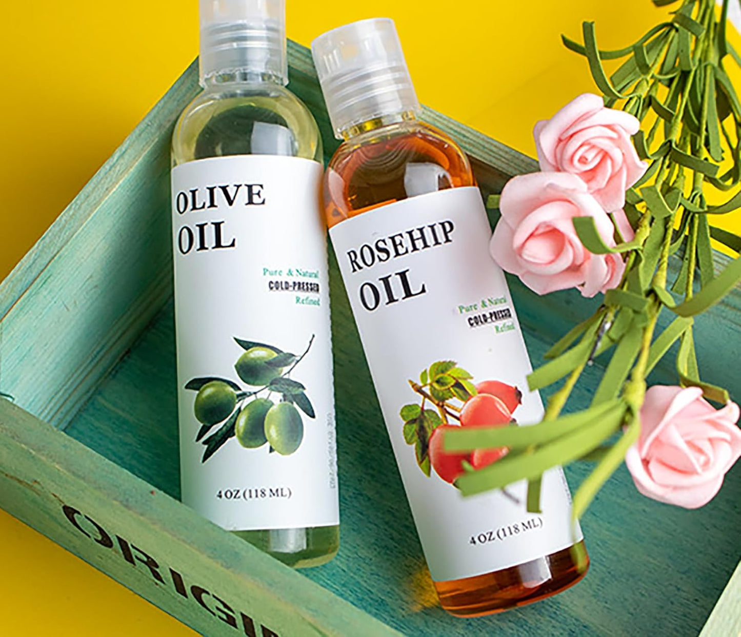 100% Pure Rose Hip Essential Oil for Hair Growth,Premium Carrier Oil,Body & Face Moisturizing Rosehip,Scalp Massage, Natural Organic for Skin