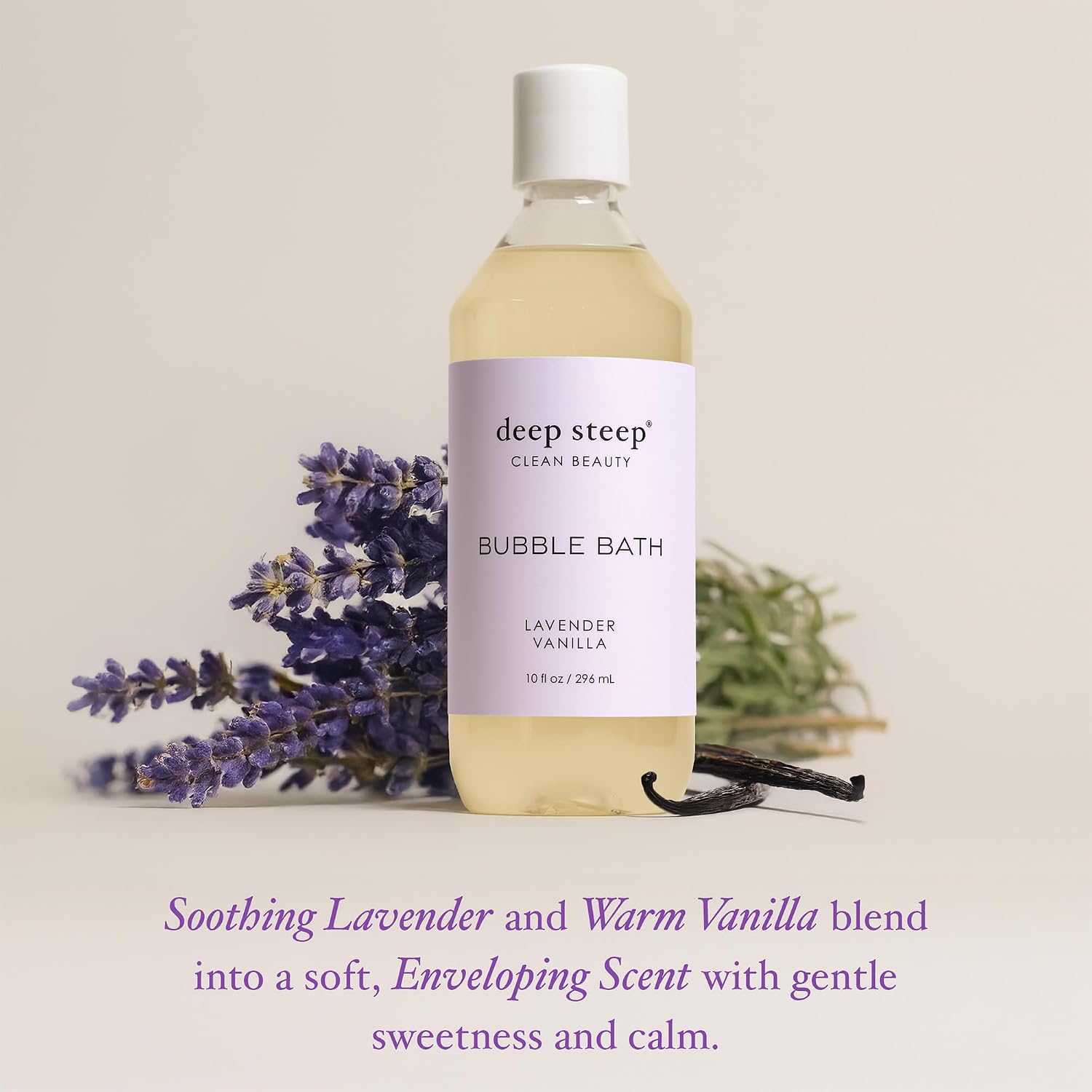 Deep Steep Bubble Bath, Lavender Vanilla, 10 oz – Soothing Soak with Shea Butter, Argan Oil, Aloe Vera & Coconut Oil – Vegan, Sulfate-Free, PH-Balanced Clean Beauty