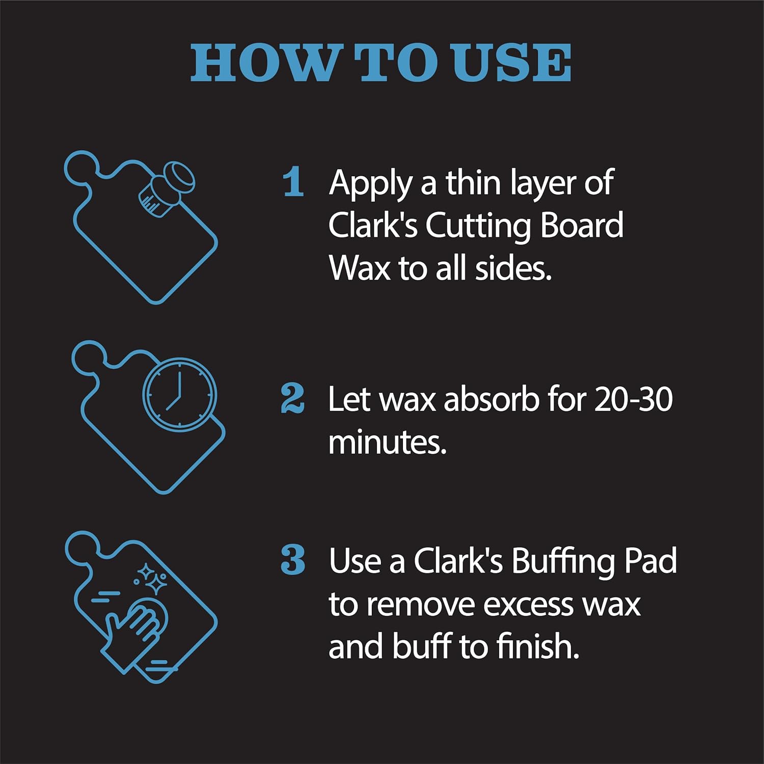 CLARK'S Cutting Board Wax - 2-in-1 Wood Butter & Organic Coconut Oil with Beeswax for Wooden Kitchen Utensils – Butcher Block Conditioner for Charcuterie & Cutting Boards – Made in USA, 6oz