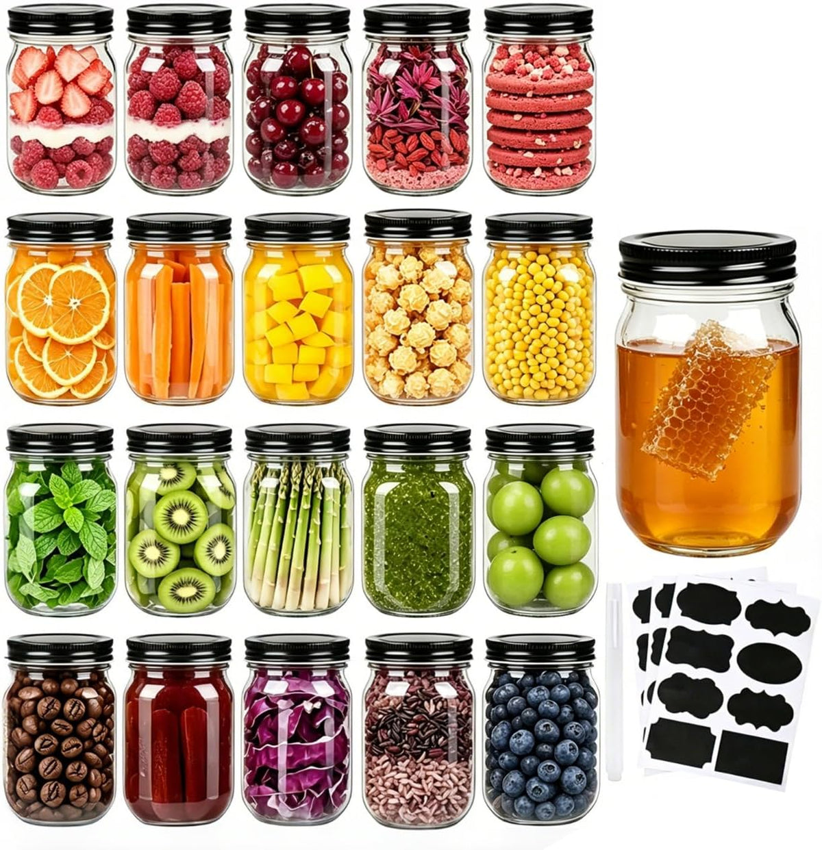 QAPPDA 20 Pack Mason Jars,Glass Jars With Lids 12 oz