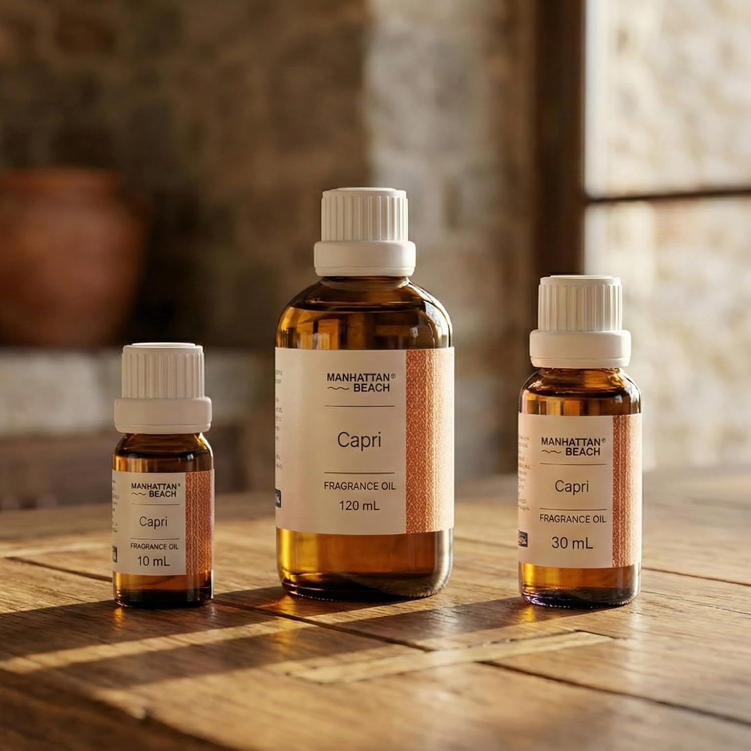 Manhattan Beach – Capri, Diffuser Oil Volcano-Inspired - Fragrance Oil for Ultrasonic and Waterless Diffusers and Crafting - 10 mL, 0.34 fl oz Glass Bottle