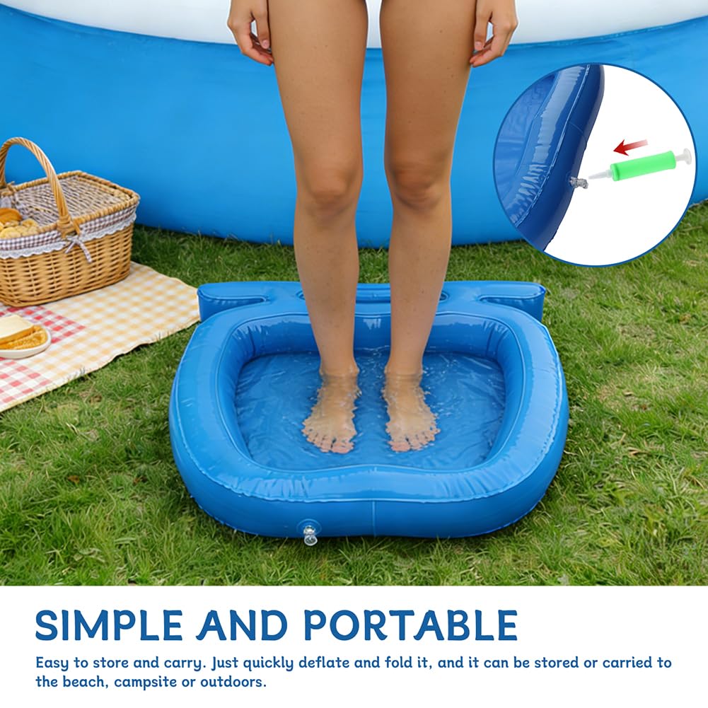 Inflatable Pool Foot Bath, Folding Foot Wash for Pool Entry Ladder