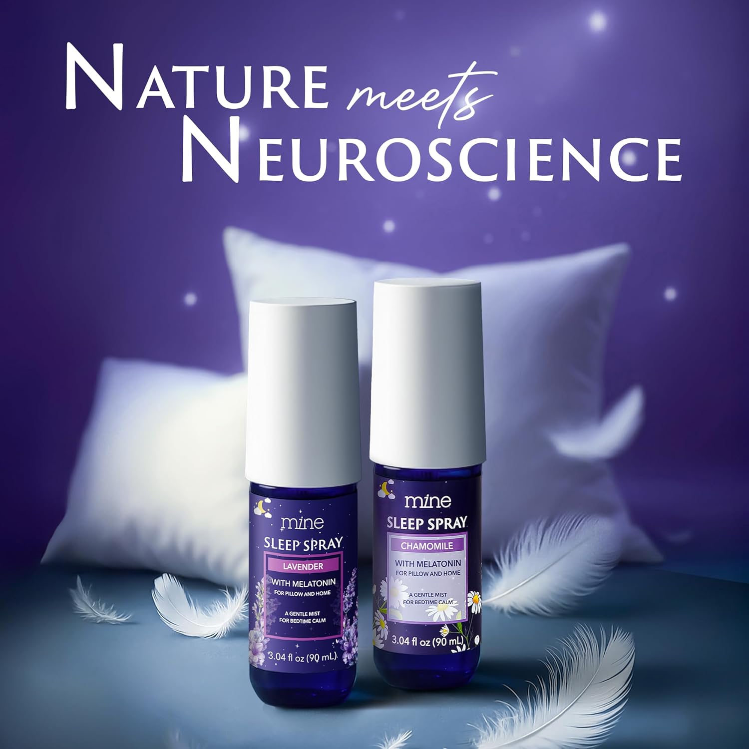 Lavender & Chamomile Inspired Sleep Spray with Melatonin – Natural Pillow Mist for Relaxing Sleep, Calming Bed Spray for Adults, Lavender Pillow Mist