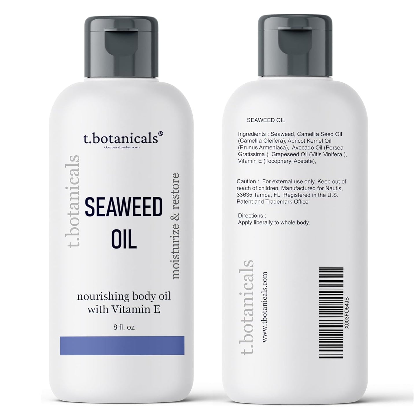 Seaweed Body Oil 8 oz. Nourishing Sea Moss Oil Fast Absorbing Firming Anti-Aging Non-Greasy Oil Day and Night Massage Kelp Moisturizer for Dry Dull, Sagging Skin, Face, Hair, Foot, Hands (Lavender)