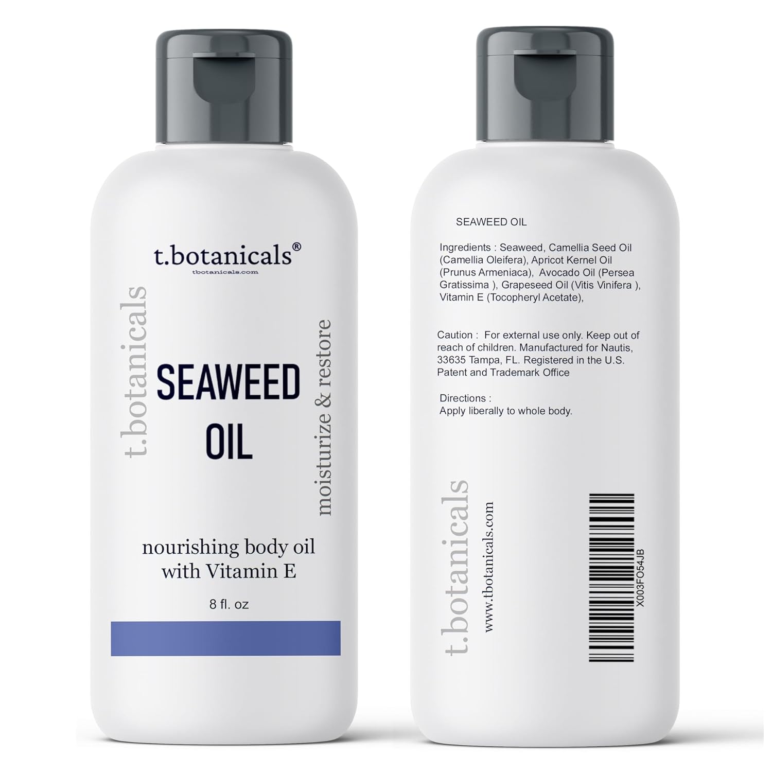 Seaweed Body Oil 8 oz. Nourishing Sea Moss Oil Fast Absorbing Firming Anti-Aging Non-Greasy Oil Day and Night Massage Kelp Moisturizer for Dry Dull, Sagging Skin, Face, Hair, Foot, Hands (Lavender)