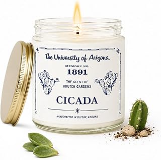 CICADA Succulent Garden Scented Candle Memory No.1891, University of Arizona Inspired Coconut-Soy Blend Wax, Cotton Wick, Cactus Sap Garden Greens Desert Soil Aroma, Hand-Poured Arizona Home Fragrance