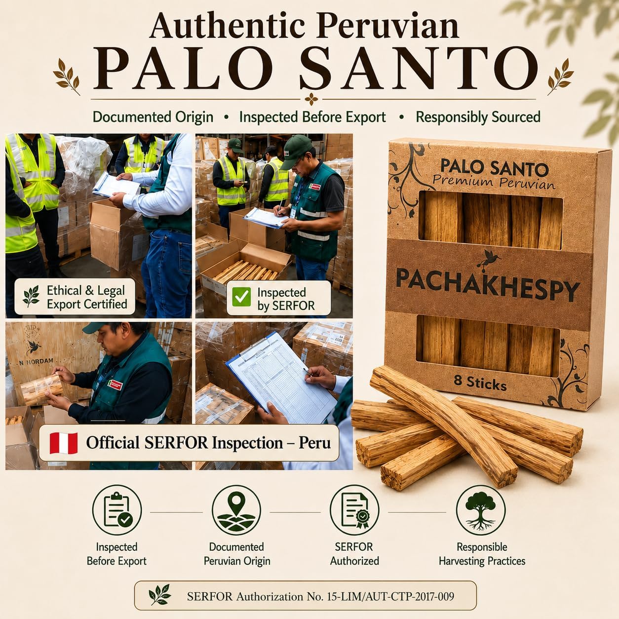 Authentic Premium Palo Santo from Peru 8 Pack of Natural Holy Wood Hand Harvested Smudging Sticks for Home Fragrance Energy Cleansing Meditation Spiritual Rituals Anti Stress Wellness Incense