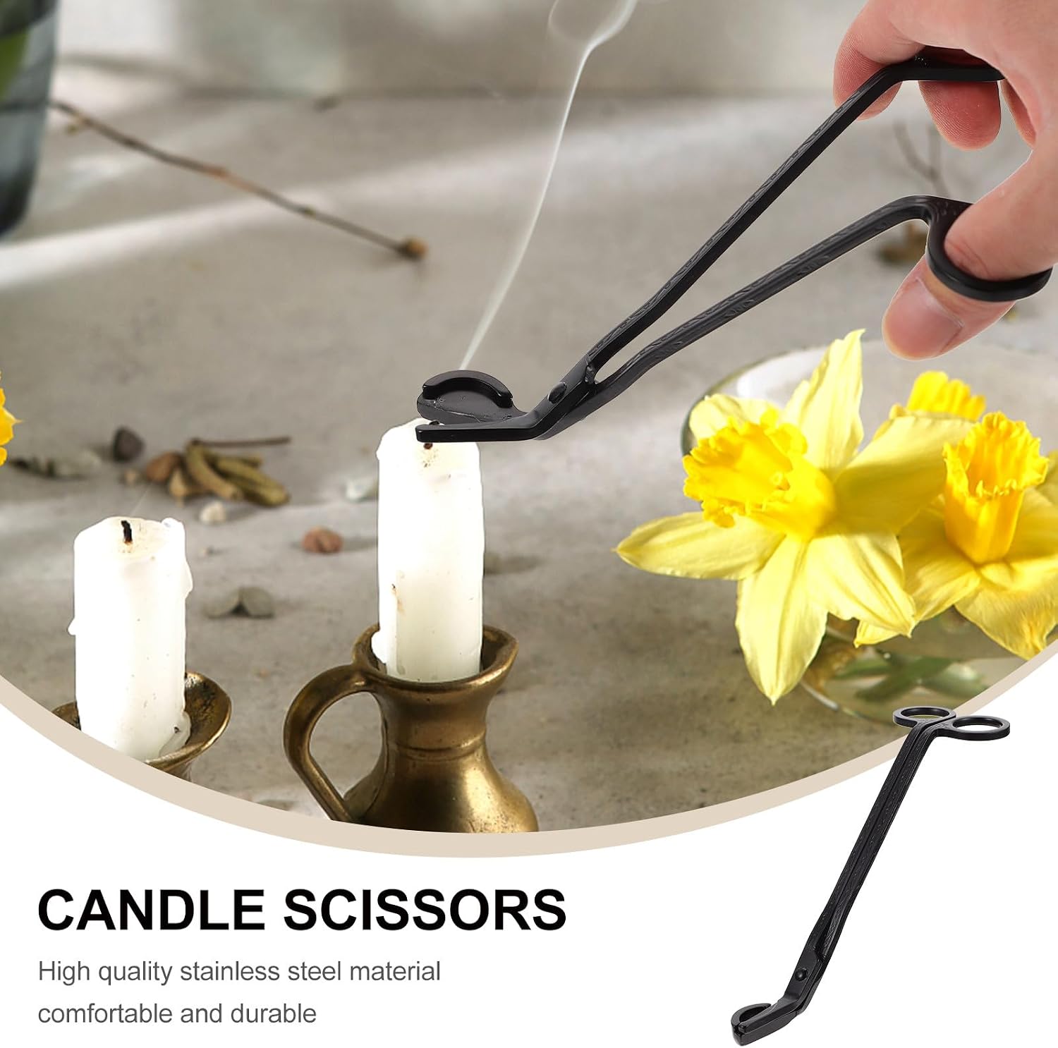 VOSAREA 3 Pcs Stainless Steel Candle Wick Trimmers and Snuffers Set, Matte Black Finish, 18cm Sturdy Multipurpose Wick Clippers for Household Candle Care