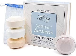 Shower Bombs Aromatherapy in Your Shower, American Made by Luxiny, Shower Steamer Tablets Melt to Release a Fragrant Vapor for Natural Stress Relief – Pack of 4 XL Steamers (Variety Pack)