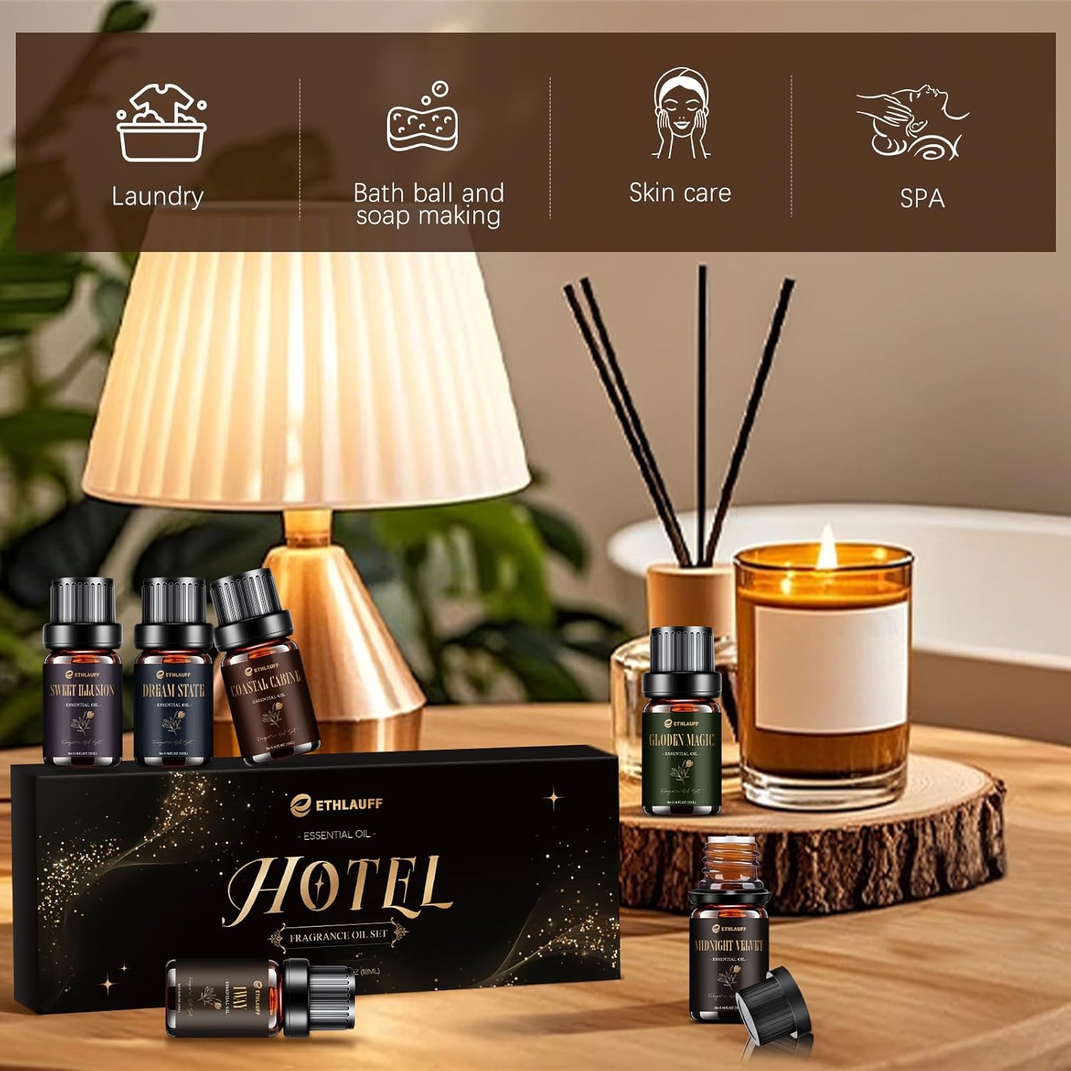 Hotel Collection Diffuser Oil, My Way, Dream State, Coastal Cabine, Inspired by The Most Popular 5-Star Hotel Scents, Fragrance Oil Set 6 * 10 ml