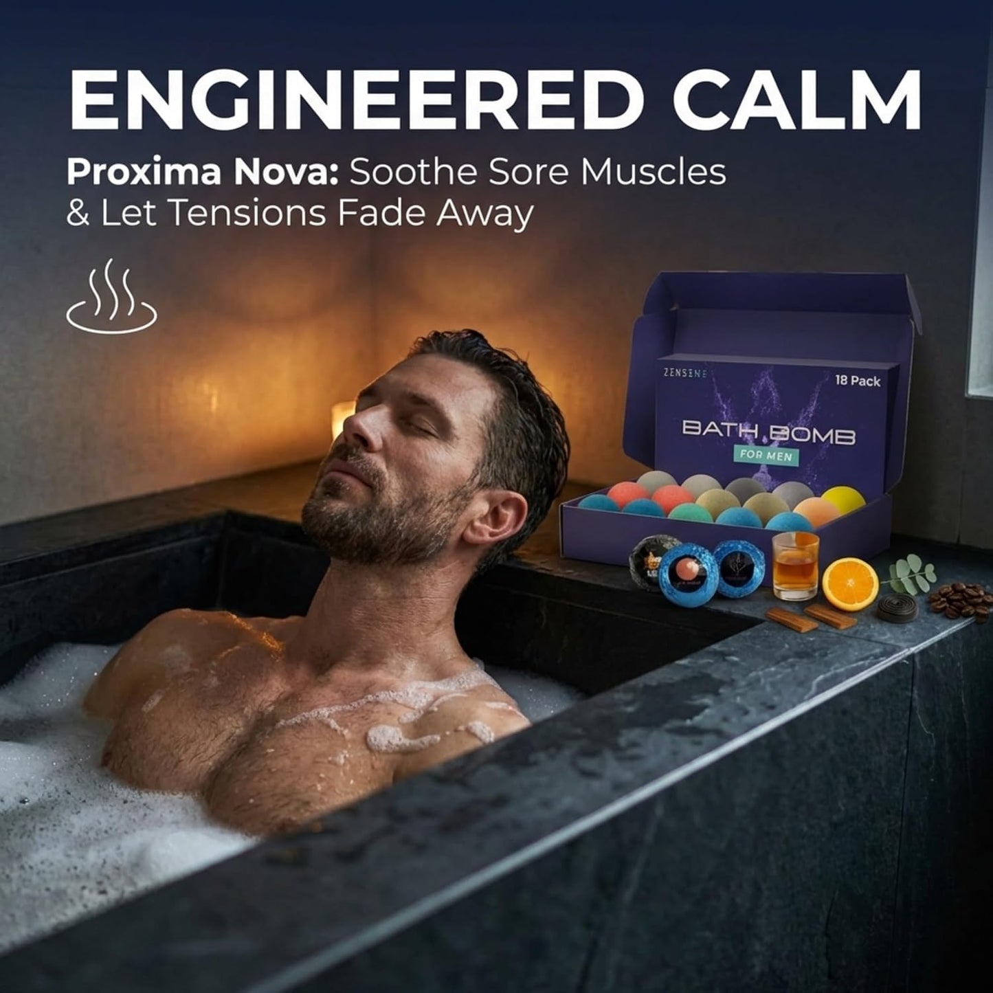 Bath Bombs for Men - Gift Set of 18 Scented Handmade Natural Bath Bombs of 2.5 oz w/Essential Oils, Unique Manly Scents, for Boyfriend, Husband, Father - 18 Pack