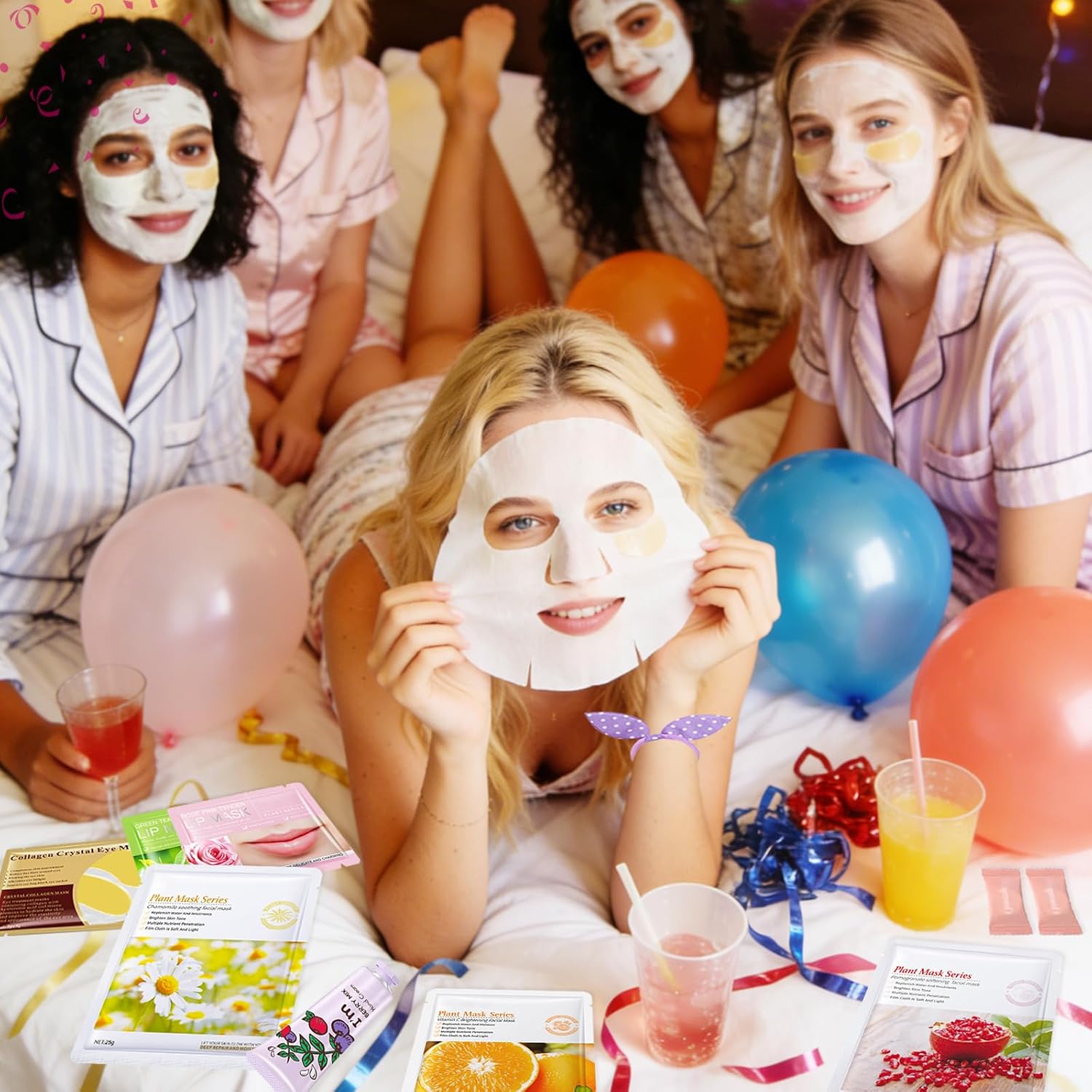 160 PCS Spa Party Supplies for Girls Women, Include Facial Mask, Hand Creams, Lip Balms, Eye Mask, Lip Mask, Foot Bath Bombs, Mothers Day Gift, Sleepover Party Favors Bulk Gifts for Girls Women