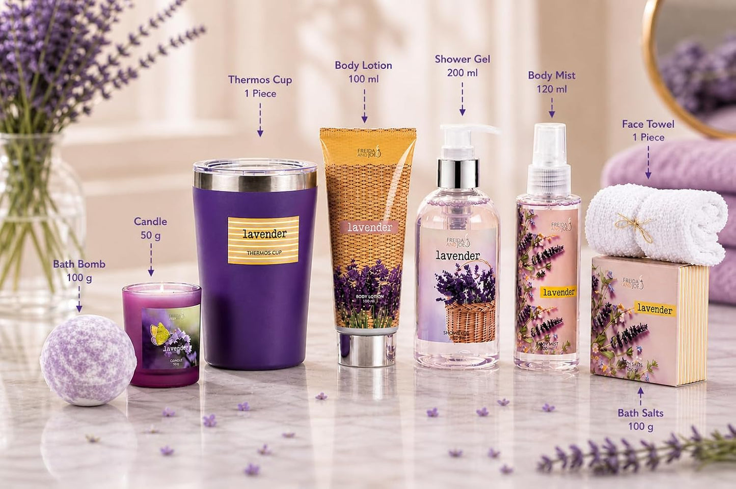 Lavender Ultimate Spa Box – Mother's Day Spa Gift Basket for Mom, Luxury Bath & Body Set, Lavender Scented Self Care Kit