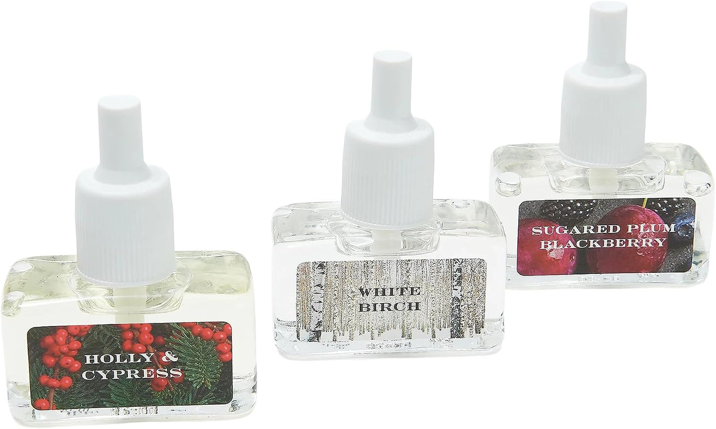HomeWorx by Harry Slatkin Plug-in Fragrance Diffuser Set with 3 Oil Refills, Spring Time Favorites, Scented Oil Warmer, No Light Plug-in, 0.7 fl oz Each Refill (Winter)