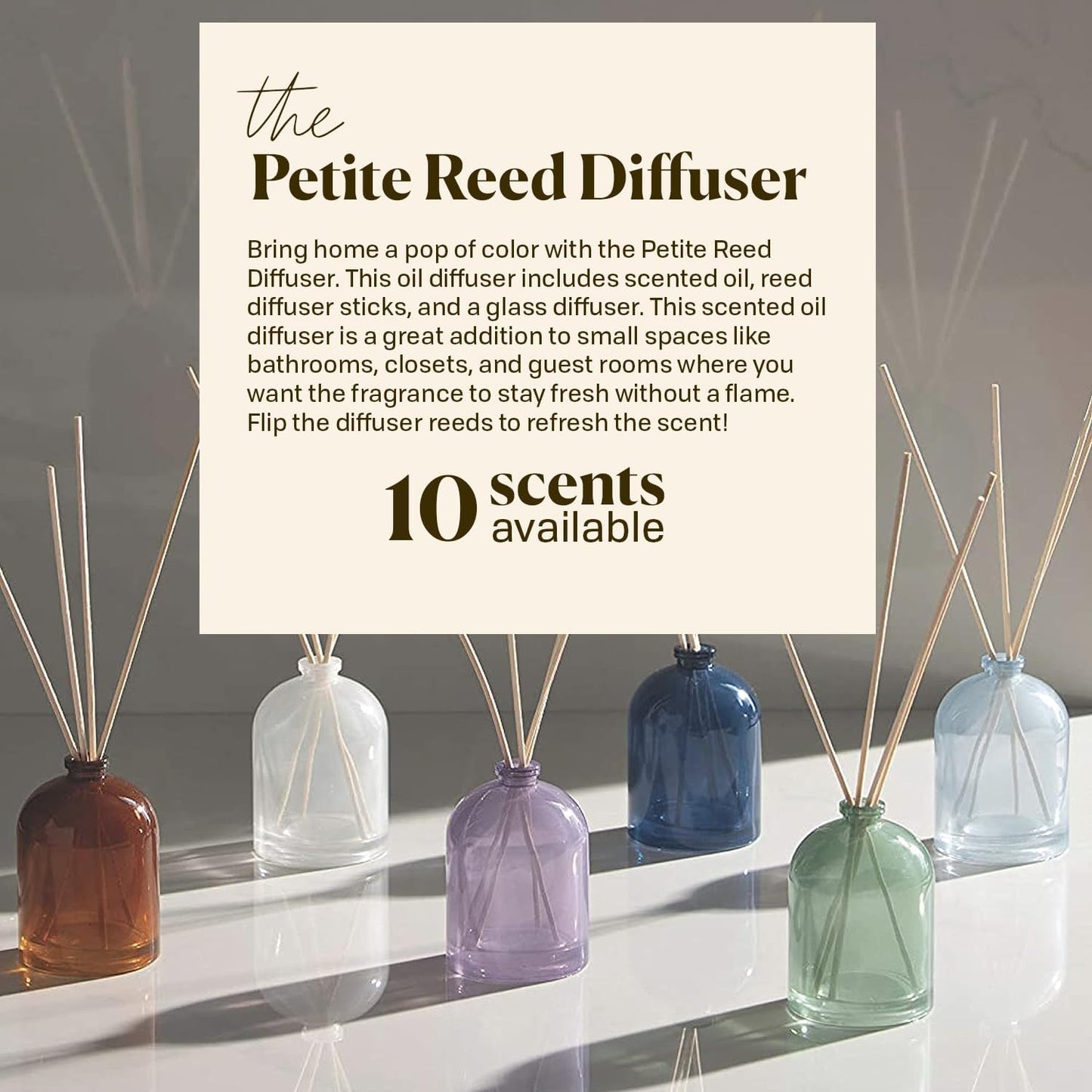 Paddywax Petite Reed Diffuser Set with Wooden Reeds, 720 Hour Long Lasting Home Fragrance Oil Diffuser, Decorative Milky Glass Bottle, Tobacco Patchouli Scent, Brown, 1.5 oz
