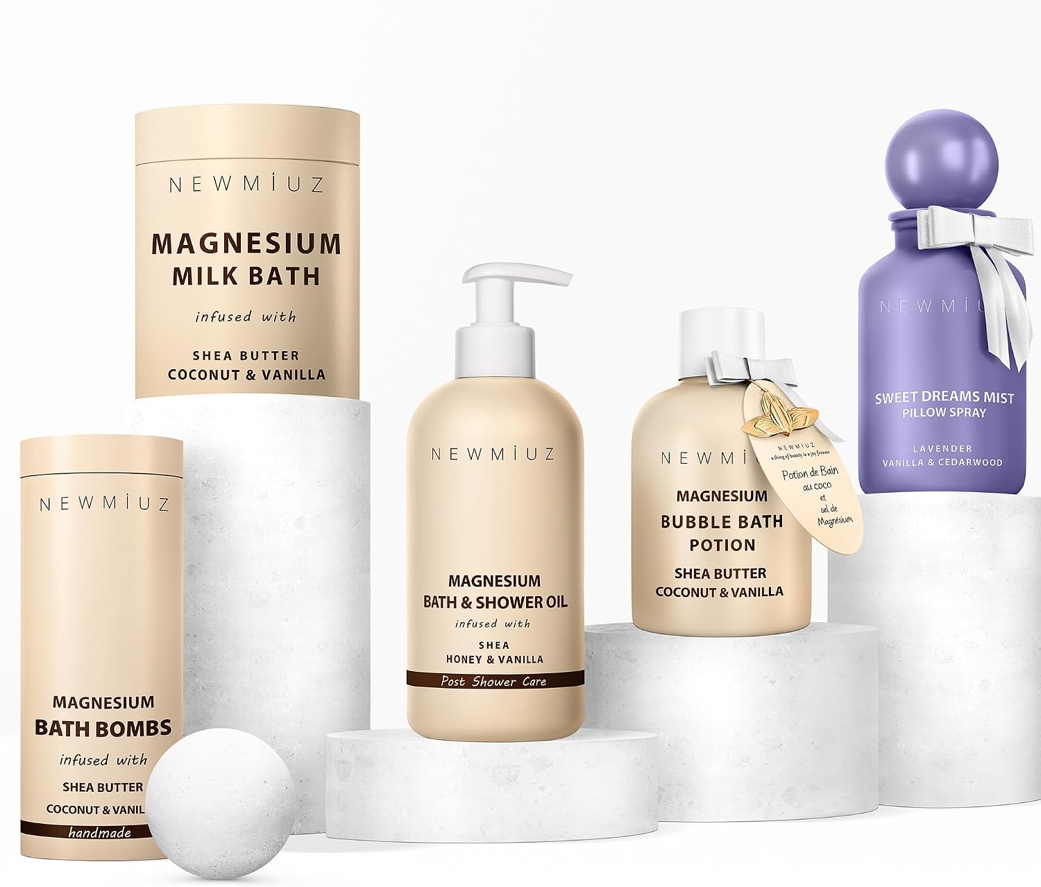 Magnesium Bubble Bath - Long Lasting Foaming Bubbles - Moisturizing - Shea Butter Coconut Vanilla - Relaxing Stress Relief - Calming Self Care Spa Gift for Birthday Christmas