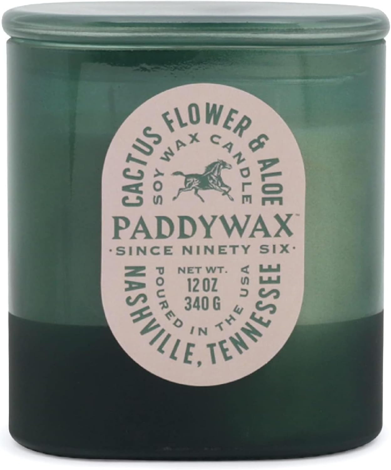 Paddywax Vista Scented Candle with Lid in Reusable Tonal Glass Jar, Clean-Burn 2-Wick Soy Candle with Approx. 84 Hour Burn Time, Decorative Gift Candles for Home, Cactus Flower & Aloe, 12 oz
