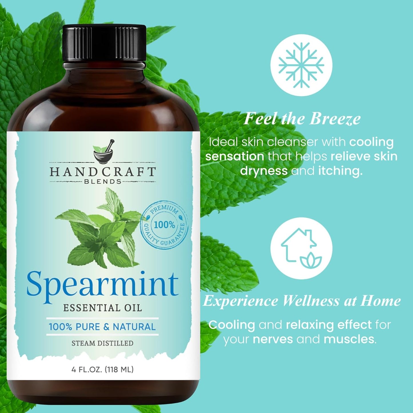 Handcraft Blends Cool & Clear Set: Eucalyptus and Spearmint Essential Oils – (2 x 4 Fl Oz) – 100% Pure & Natural – for Diffuser, Aromatherapy, and DIY Projects