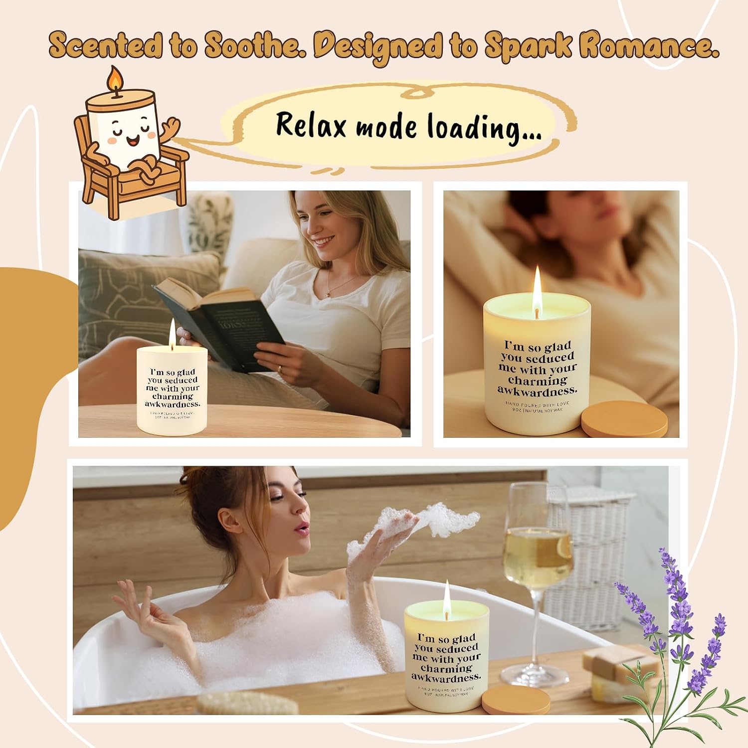 Gifts for Him Her Couples Valentine’s Day Candle – Cute & Funny Gift for Boyfriend, Girlfriend or Partner Anniversary Valentine Birthday Gift Hand-Poured Soy Wax Scented Candle for Couples