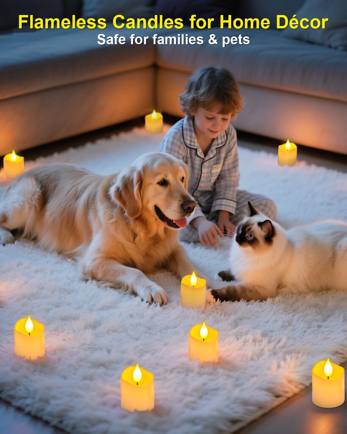 SoulBay Flameless Candles Rechargeable with Remote, 6pcs Electric LED Fake White Votive Candles with Charging Base and Timer, Flickering Decorative Lights for Home Table Holidays Christmas Décor