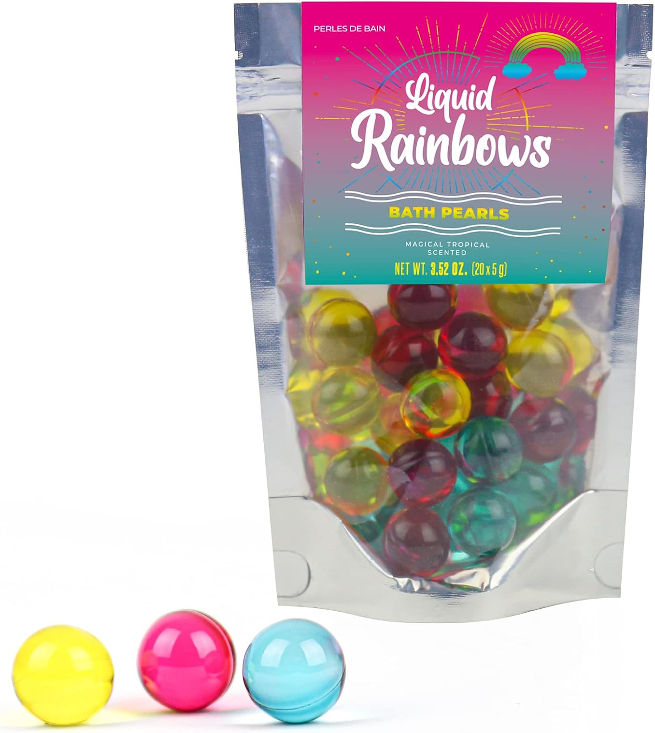 Gift Republic Liquid Spirit Rainbow Bath Pearls 20-Pack Magical Tropical Scent