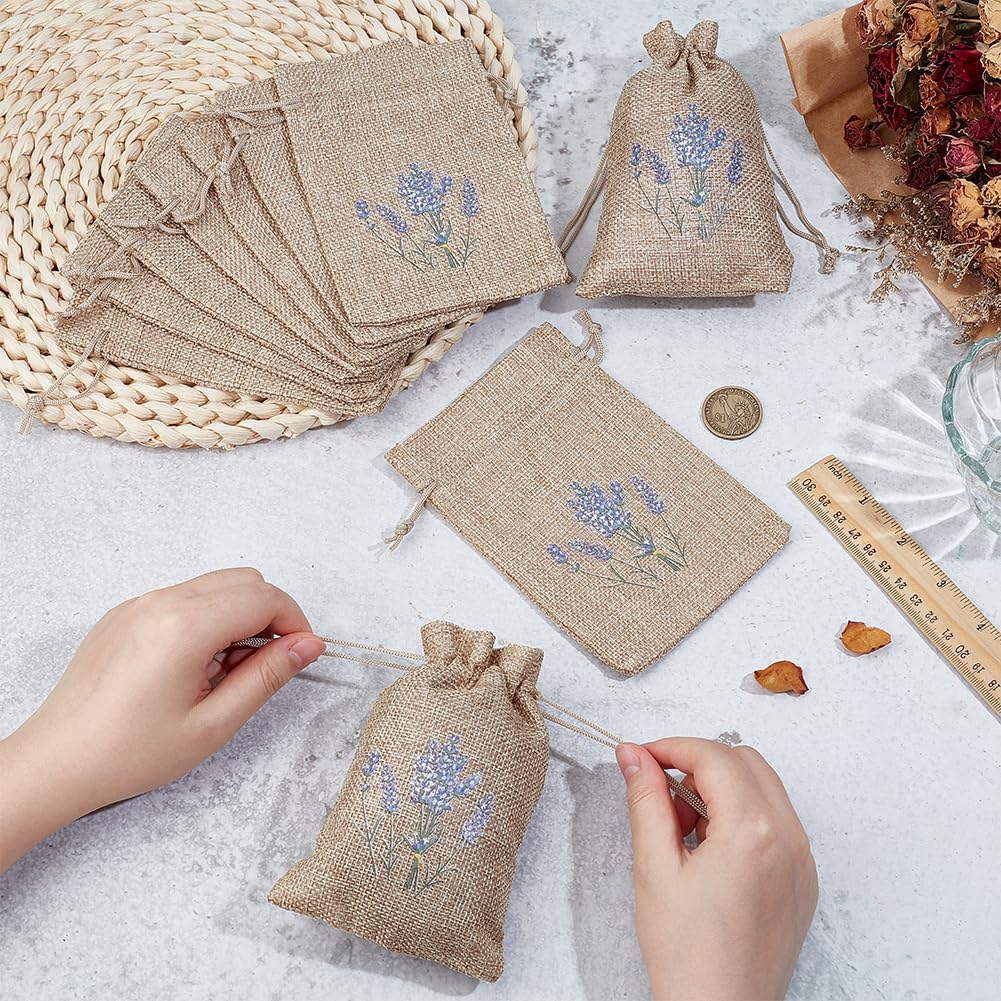 BENECREAT 16Pcs Lavender Bags, Sachet Empty Bags with Drawstring Small Linen Pouch for Filling Spice Jewellery Wedding, 5.9x3.9 Inch