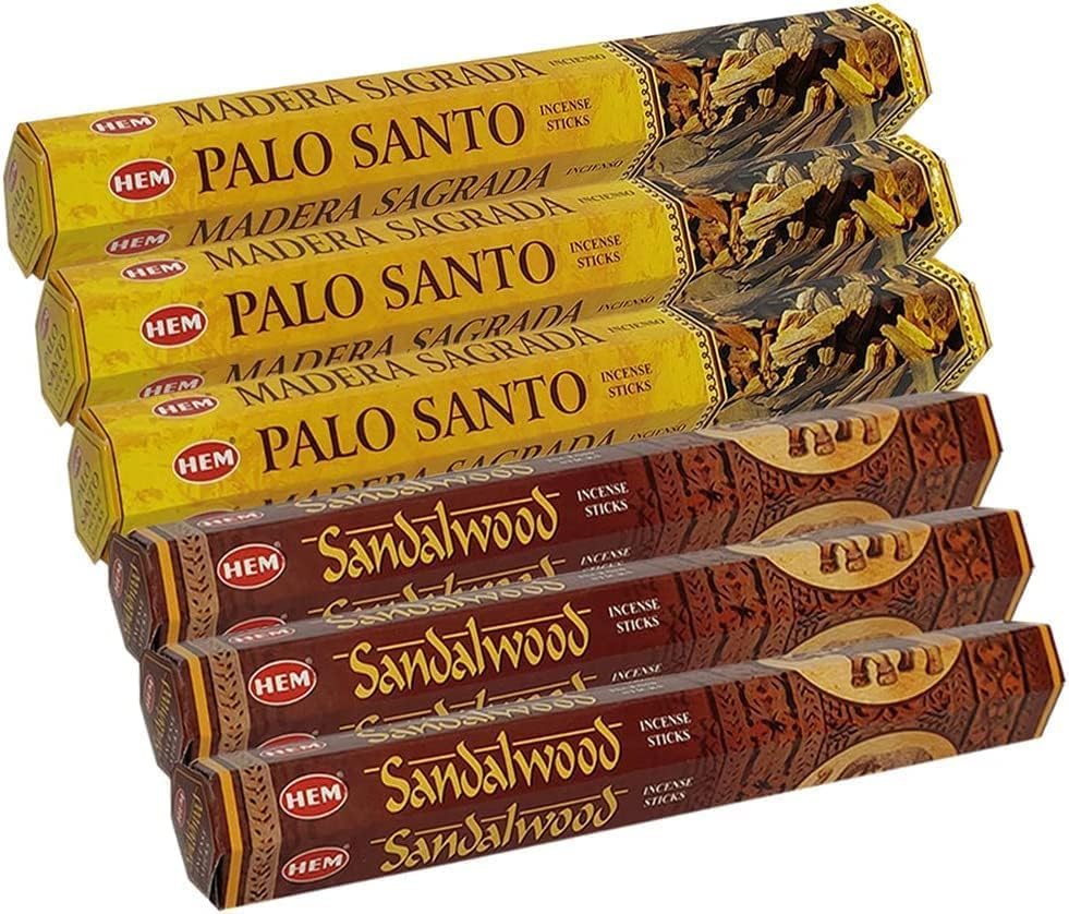 Palo Santo & Sandalwood Incense Sticks & Holder Bundle Variety Pack from Hem Trumiri Insense Insence
